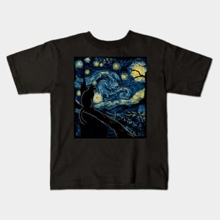 Cat Starry Night Dreams Kids T-Shirt